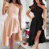 Shoulder Pleated Wedding Bridesmaids Medium Long Ball Banquet Small Evening Dress Jumpsuit