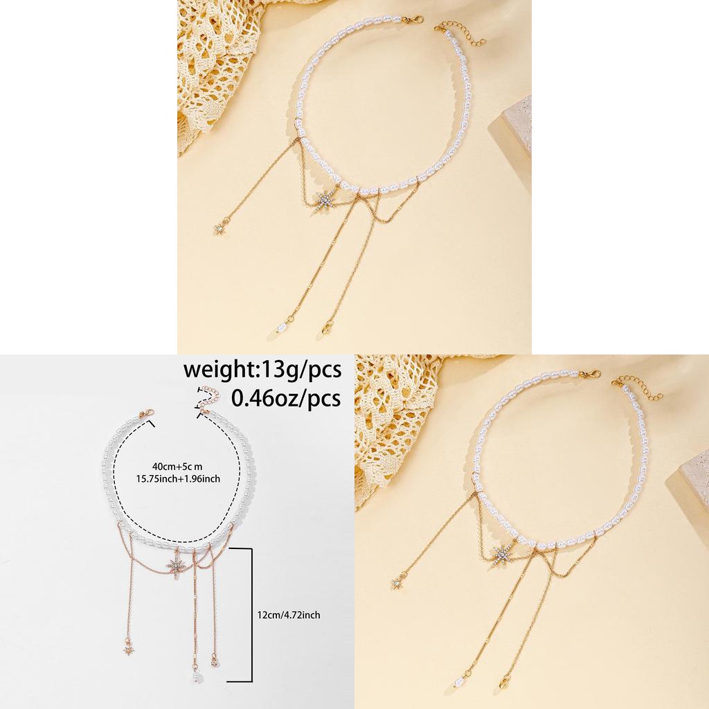 Premium Alloy Chain With Pearl And Geometric Star Design For Females