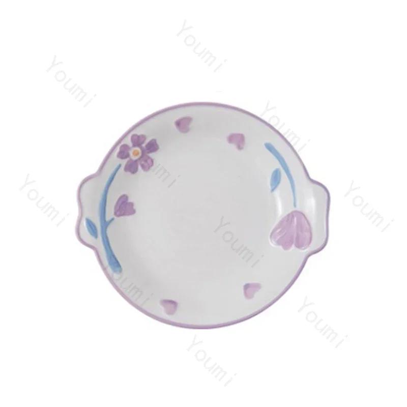 Creative Relief Flowers Ceramic Plates Luxury Restaurant Salad Dessert Plate Delicious Dishes Soup Bowls Exquisite Tableware