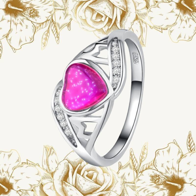 2018 Cross-border Explosion Source Fantasy Australian Peach Heart Ring Mother's Day Gift Mom Inlaid Diamond Ring