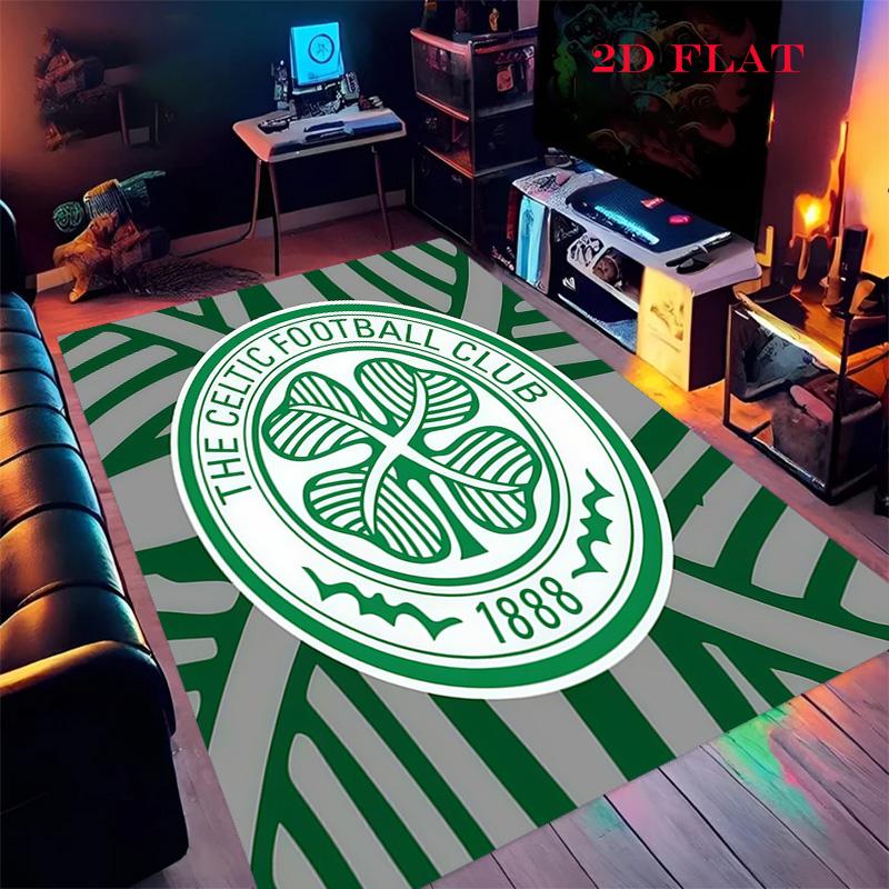 Celtic Football Club Teppich für Wohnzimmer Schlafzimmer Zuhause Sofadekoration, Rutschfeste Bodenmatte für Kinder zum Spielen