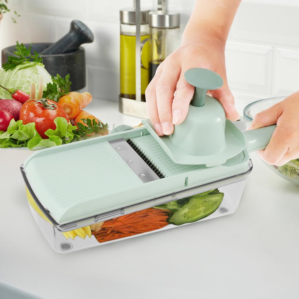 Mandoline Slicer Adjustable Vegetable Slicer Shredder with Container and Peeler Multifunction Veggie Fruit Cutter Kitchen Gadget