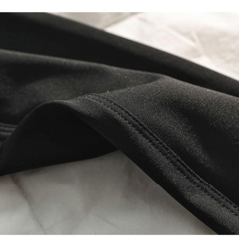 Women's High Waist Black Fleece-Lined Yoga Pants - Sharkskin Base Layer, Autumn/Winter, Tummy Control, Stretchy, Tight Fit