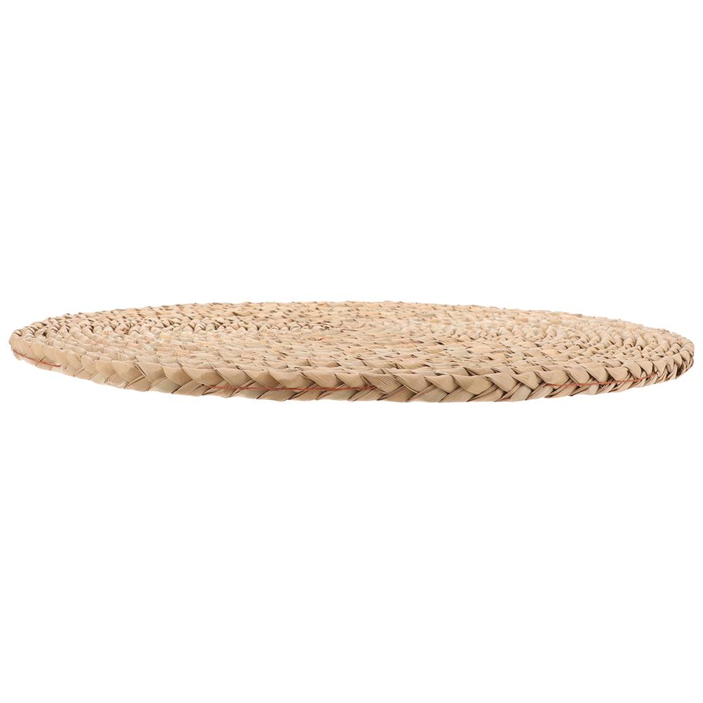 Round Woven Floor Cushion Natural Cattail Material Meditation Yoga Pad For Bedroom Indoor Mat Simple Style Handmade