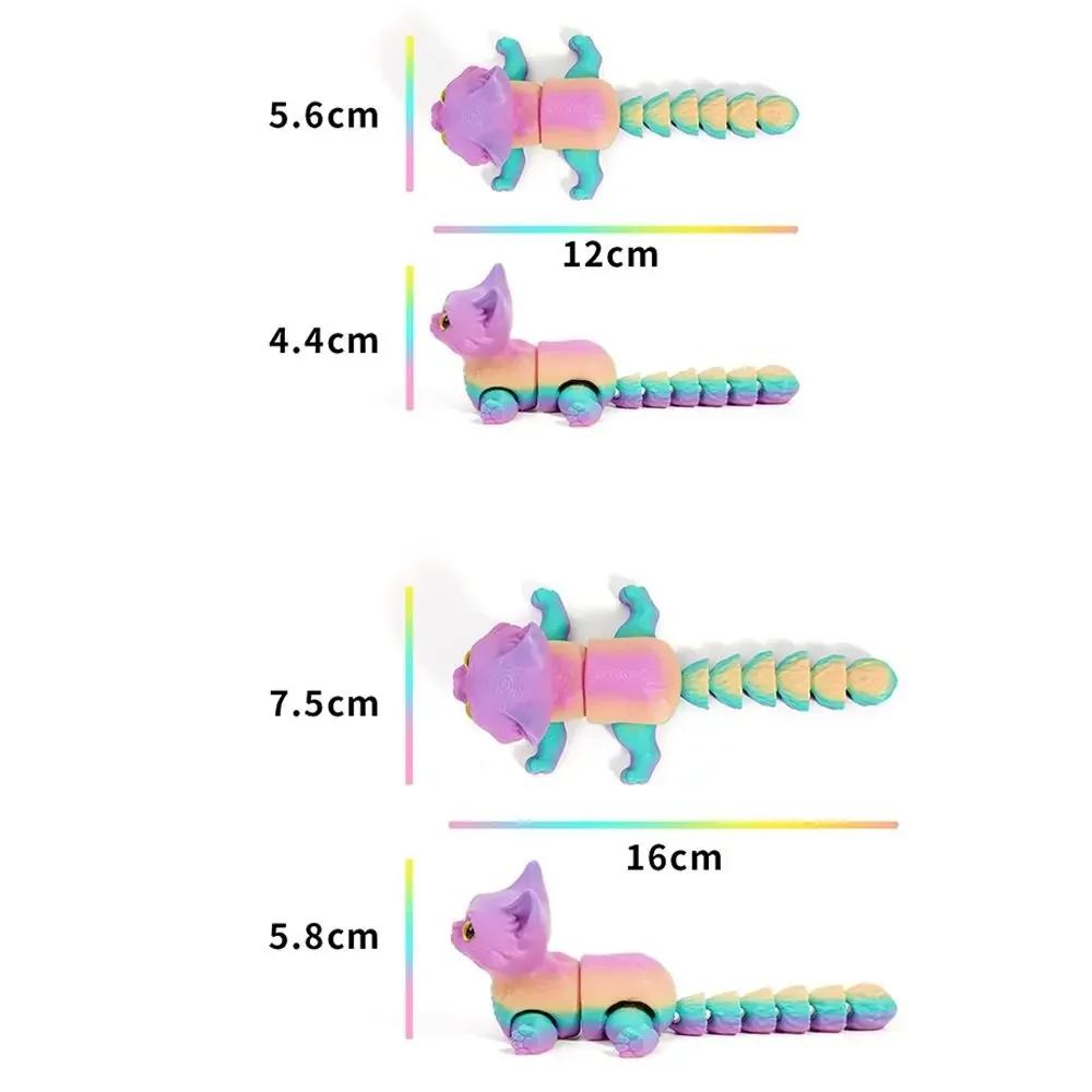 3D Printed Realistic Mini Animals Toy Articulated Joints Cat Figurine Multi-Jointed Movable Home Decor Desktop Craft Ornament