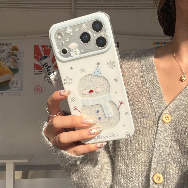 Winter Glitter Snowflake Snowman iPhone Case for 17, 16 Pro Max, 15, 14