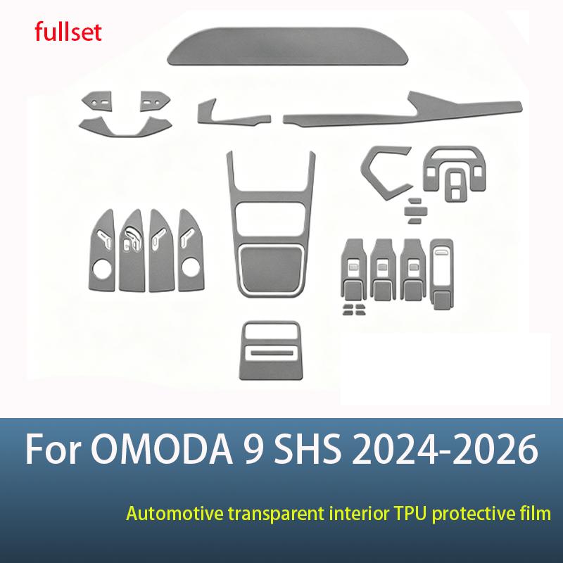 Fit for OMODA 9 SHS 2024-2026 GPS Screen PPF Shift Panel TPU Patch Pre Cut Transparent Anti Scratch Interior Protect Film Set