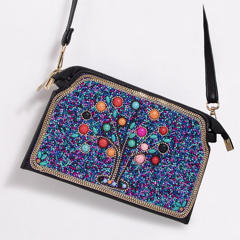 Bohemian Shell Shape Purse With Flower Embellishments For Daily Wear