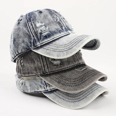 Chapeau d'été d'extérieur pare-soleil en denim délavé pour hommes Snapback Chapeaux de camionneur Casquette pour femmes de haute qualité Casquettes de baseball à trous usés