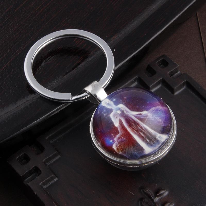 Luminous Scorpio Virgo Crystal Keychain: Double-Sided Glass Pendant Metal Keyring
