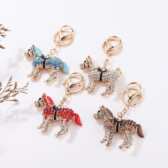 Rhinestone Horse Keychain Sparkling Animal Charm Key Chain Zinc Alloy Key Ring Pendant Handbags Wallet Accessories
