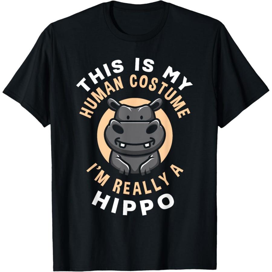 

This Is My Human Costume I m Really A Hippo Funny Hippo T-Shirt XXXXXL чорний