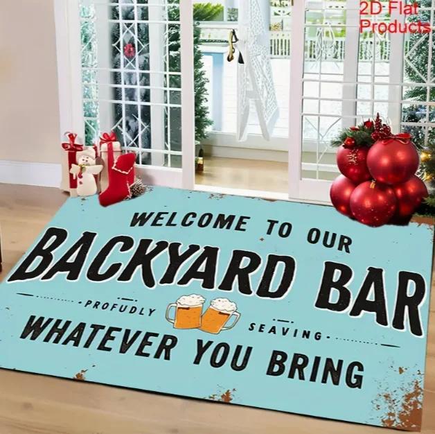 The Beer Welcome Mat Themed 'bar Open' Features Anti Slip Design Living Rooms Kitchens Dining Rooms Terraces Cafes Home Decor