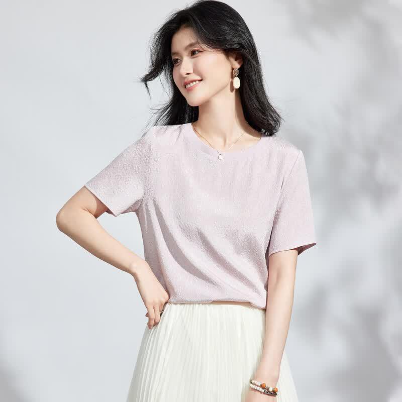 Women's 6A Mulberry Silk Blend Short-Sleeve T-Shirt