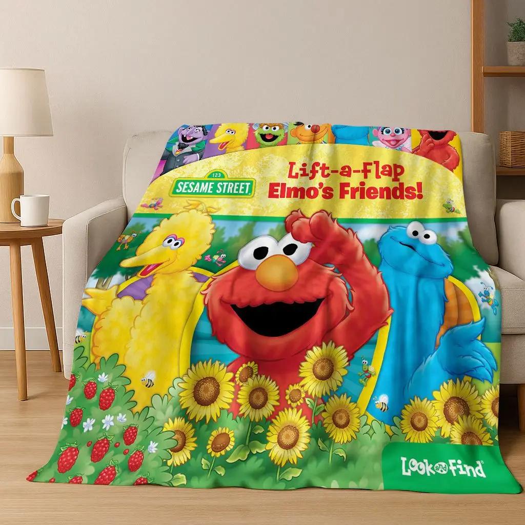 3D S-Sesame Cartoon Art Flannel Blanket,Cozy Soft Throw Blanket for Home Bedroom Bed Sofa Picnic Office Cover Gift Kids