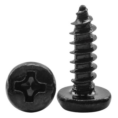 BA Black Cross Round Head Self-Tapping Wood Screws, Coarse Tooth, Hardened M2.9/M3