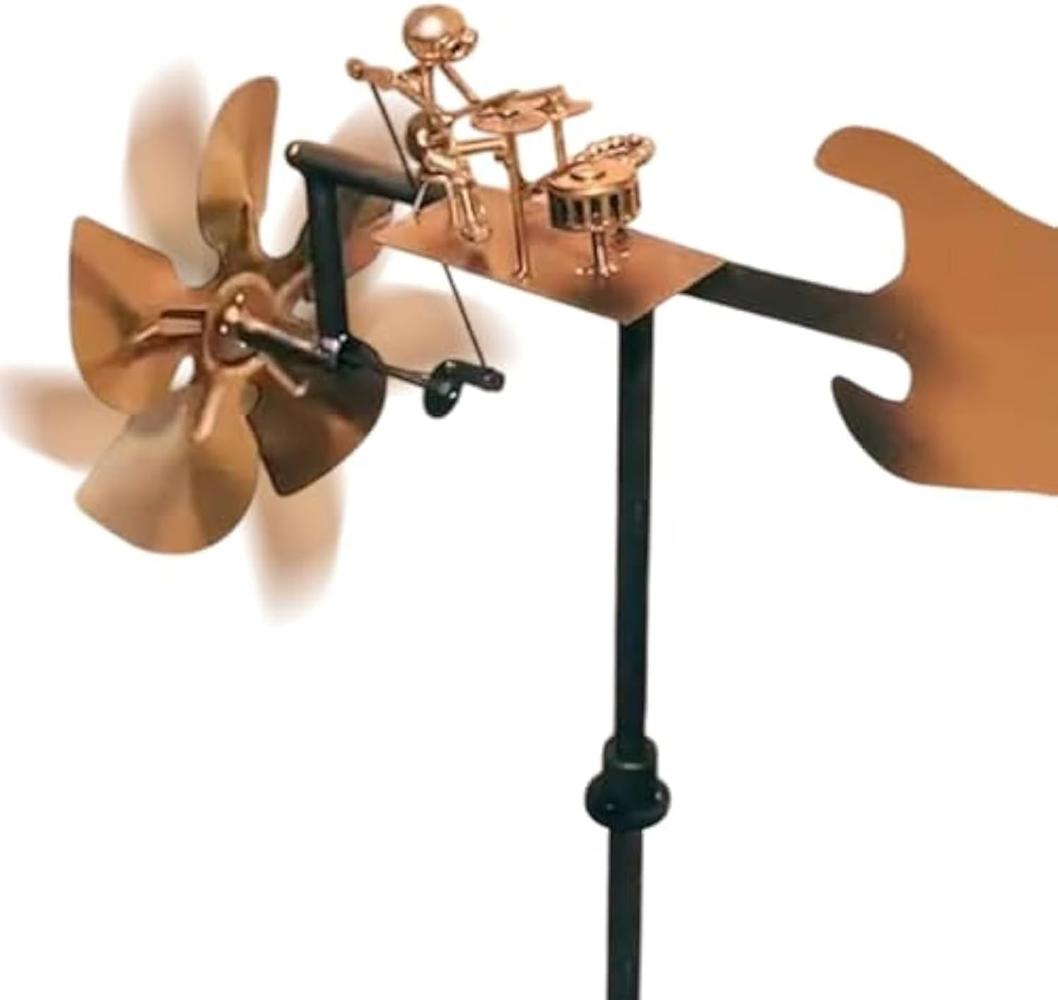Handmade Metal Windmill Drummer Design Creative Handcraft Windmill for Home Decor