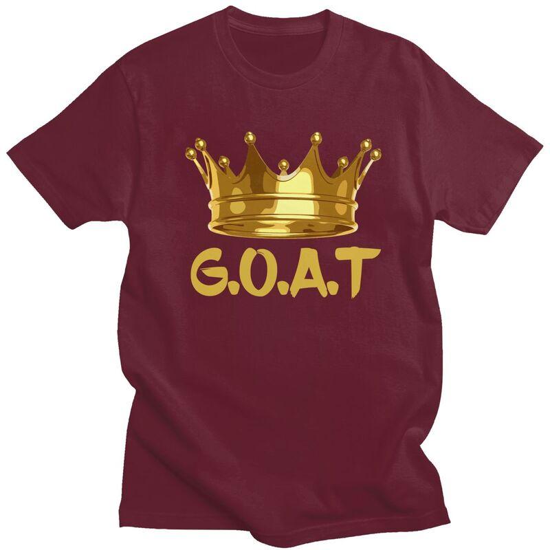 Golden Crown GOAT King TShirt Pure Cotton Tees Shirt Streetwear Tshirts Casual ShortSleeve Clothes For Men Birthday Gift