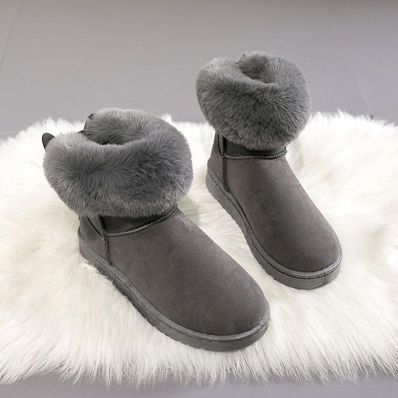 Autumn and Winter New Snow Boots Women's Medium Tube Thick Plush Waterproof Cotton Boots Rabbit Ear Cotton Boots Cross-border