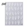 Fingertip Nail Art Halloween 3D Embossed Stickers, Skeleton Hand Pumpkin Spider Bat Supplies Decals, Gothic Manicure Decoration Decals for Holiday