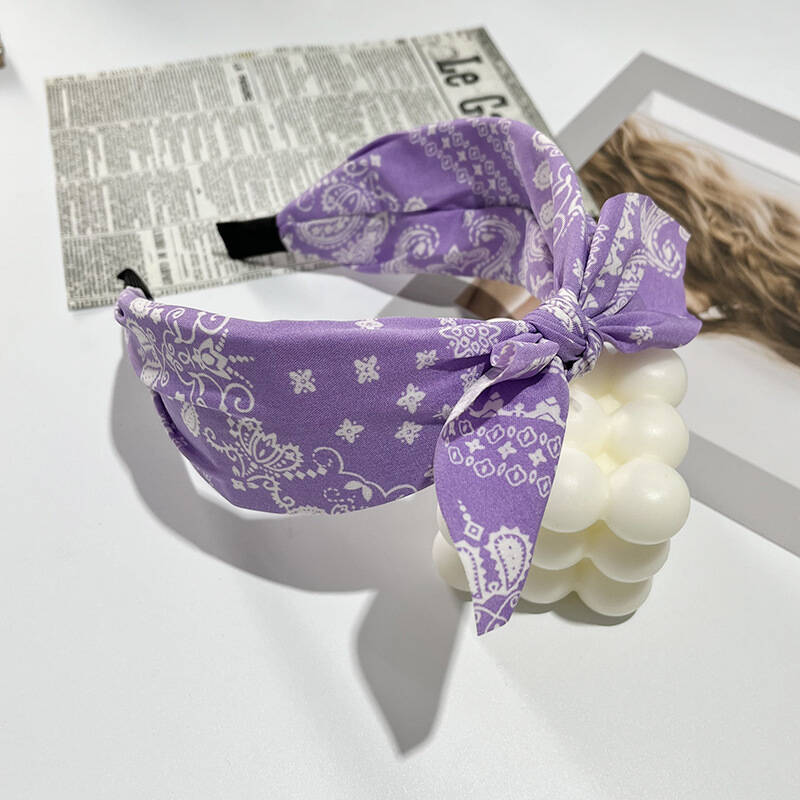 Boho Bow Print Headbands for Women Wide Brimmed Hairbands Vintage Elegant Hair Hoop Cross Knot Headwear Girls Hair Accessories