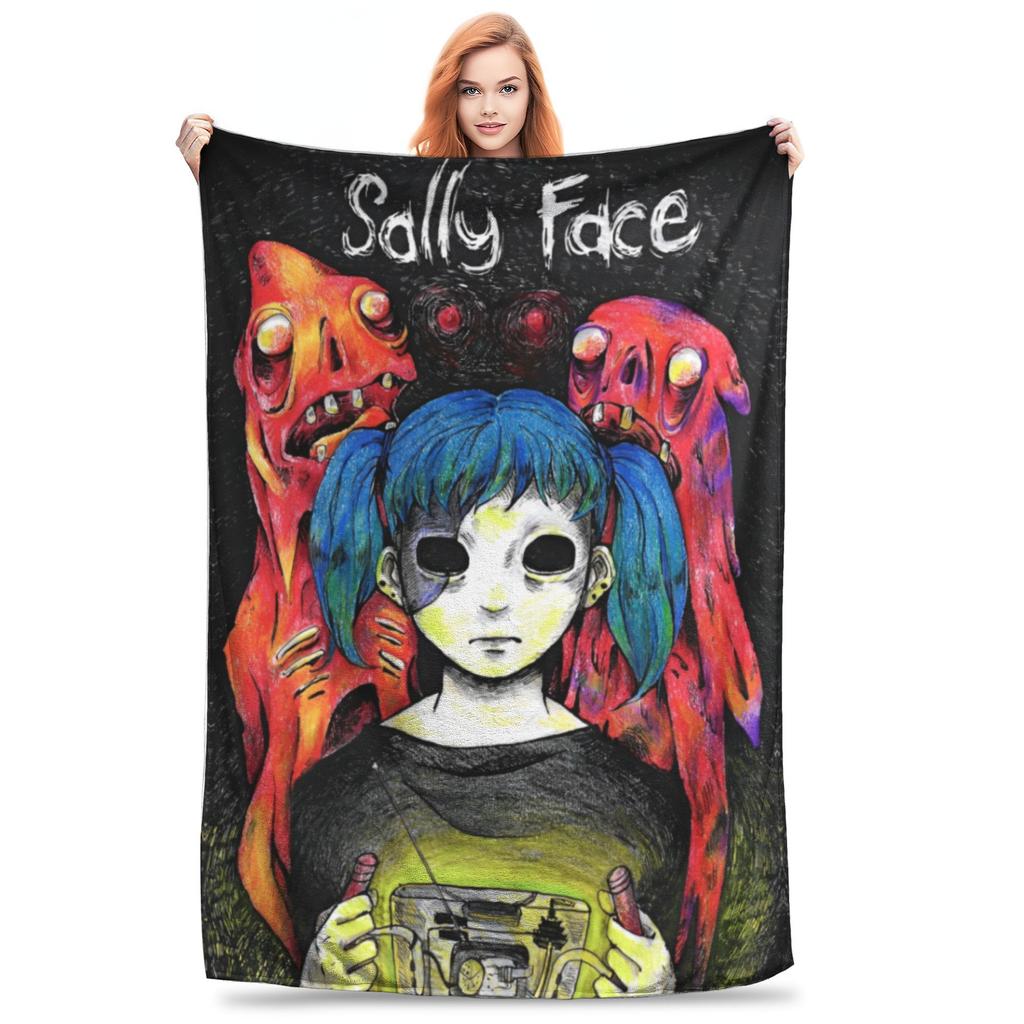 Sally Face Game Anime SF Blanket Coral Fleece Plush Horror Sal Fisher Lightweight Throw Blankets Outdoor Travel Plush Thin Quilt