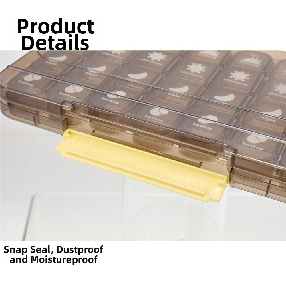 28 Grid Weekly Pill Container Sealed Daily Pill Box Medicine Storage Box for Travel Household