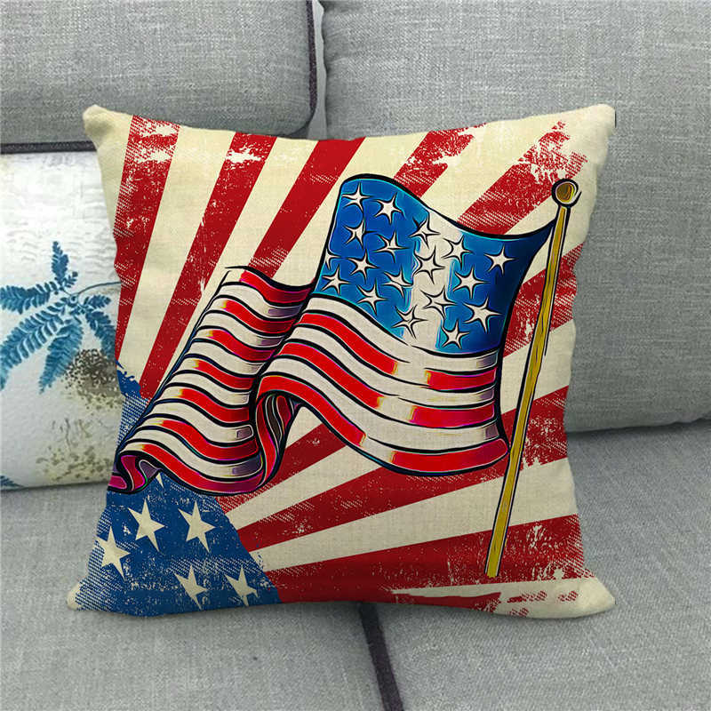 American Flag Declaration Of Independence Digital Printing Short Plush Pillow Covers For Sofa Office Cushion Cover Home Goods