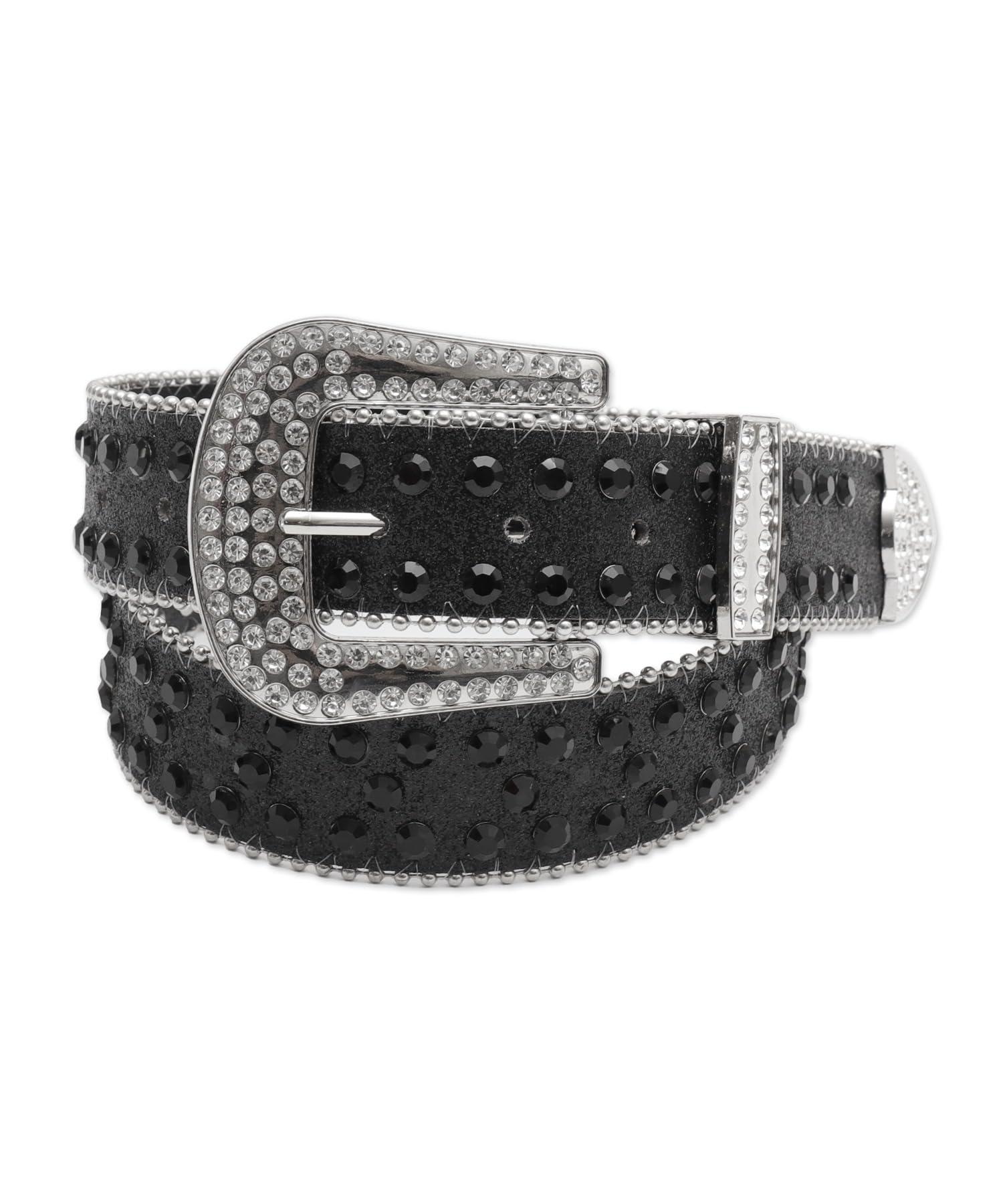 

WEGO Beaded Glitter Korean Street Size Black Women s Belt, Style, Gift, F, чёрный