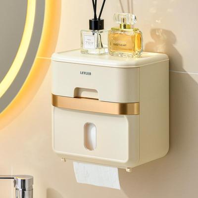 Nordic Wall-Mounted Tissue Box & Storage Shelf: Premium Cream Luxury, Punch-Free, Pull-Out Design for Bedroom or Living Room