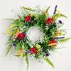 Texas Wildflower Cross Spring Wreath - Front Door Hanging Ornament with Artificial Plants