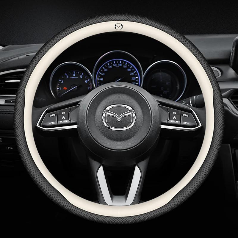 2025 Hot Carbon Fiber Leathe Car Steering Wheel Cover For Mazda 3 5 6 SKYACTIV Axela Atenza CX30 CX5 CX8 CX9 MX5 RX8 RX7 BT50 Ac