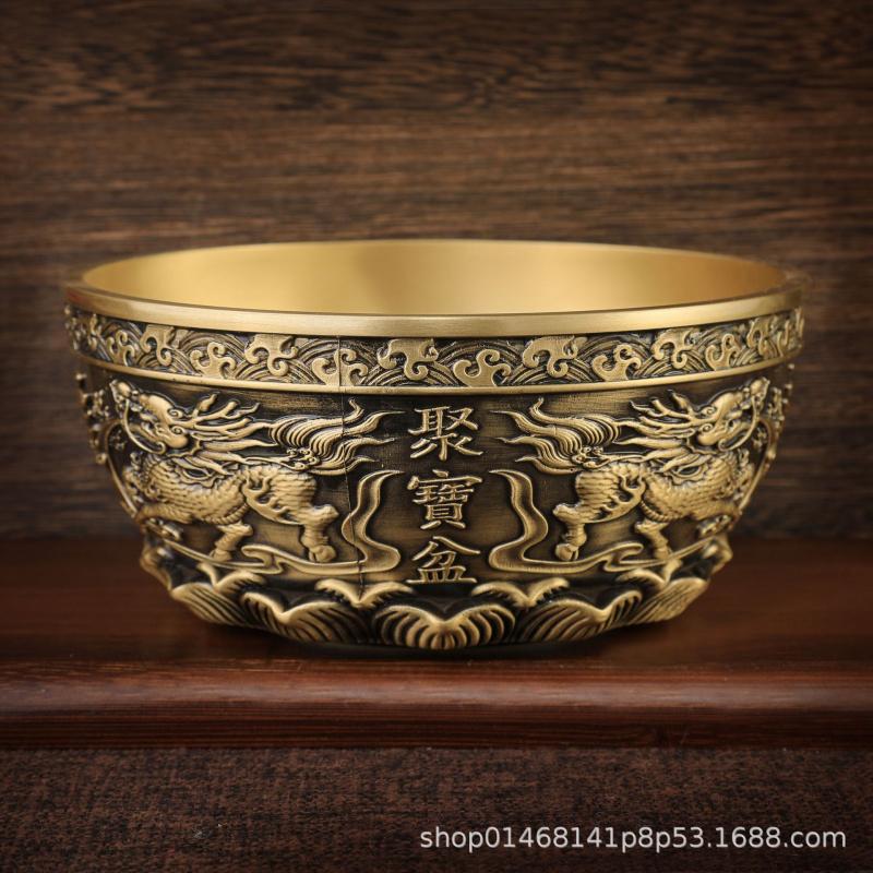 Treasure Bowl Ornament Pure Copper Home Living Room Copper Basin Decoration Copper Products Crafts Money Box Copperware Brass Co