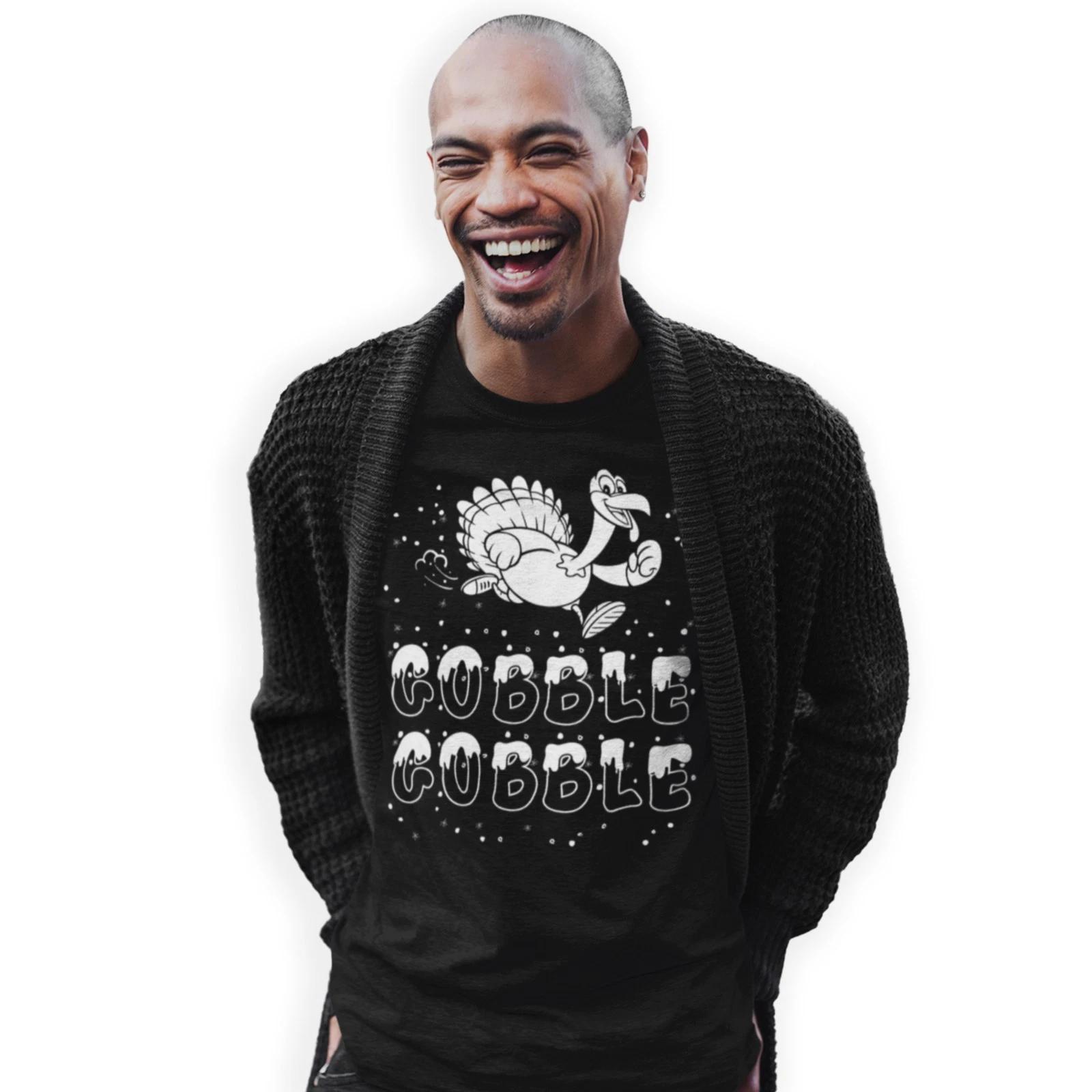 Gobble Gobble T-Shirt Hand Printed Turkey Xmas Christmas Crimbo Snowflakes S
