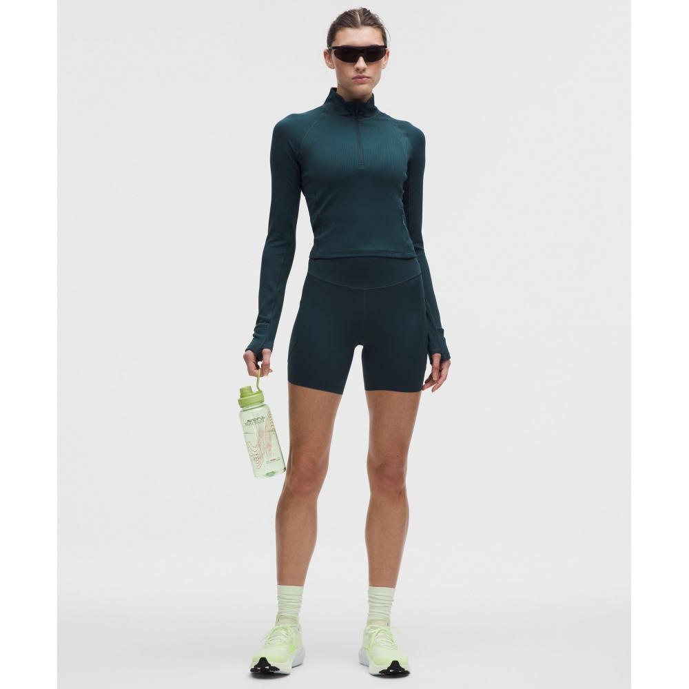 Lululemon It S Rulu Ribbed Cropped Half Zip  Updated Indochine Blue