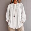 Women's Fall Long Sleeve Blouse with Embroidery and Cutout, Round Neck Loose Fit Casual Shirt