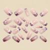 French Medium Length False Nails With Glitter Silver Powder 24 Pieces Elegant Design For Weddings And Parties
