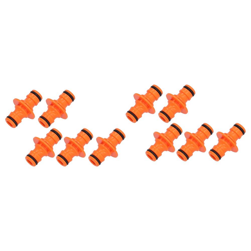 10Pcs Orange Hose Nipple Quick Connect 2‑Way Hose Nipple Irrigation Supplies Greenhouse Watering