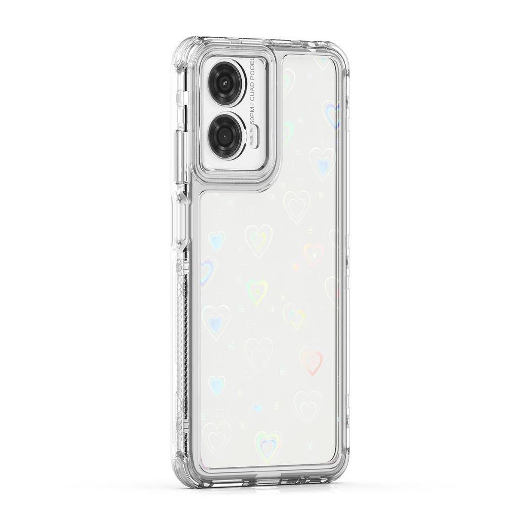 Clear Case for Motorola Moto E14 4G/G24 4G/G04 4G/G04s 4G Precise Cutouts Acrylic TPU Phone Cover with Laser-printed Film