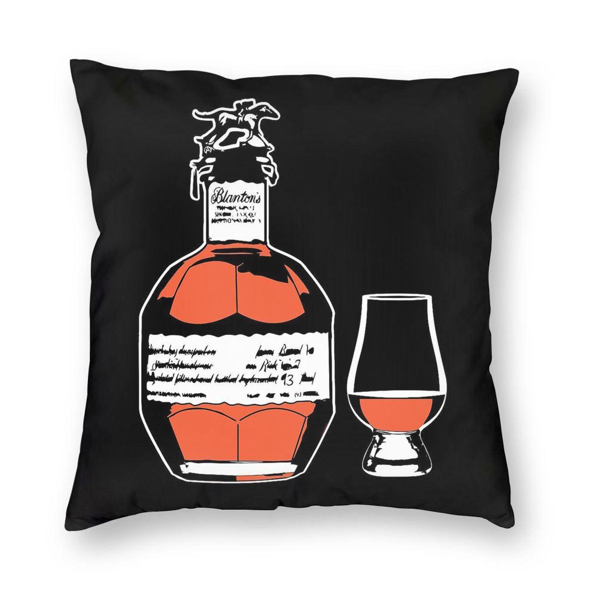 Single Barrel Bourbon Whiskey Pillowcase Polyester Linen Velvet Printed Zip Decor Home Cushion Case 30x30cm