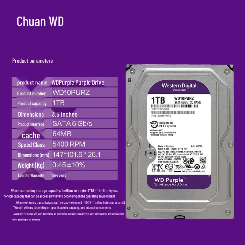 WD Purple 1TB Surveillance Hard Drive
