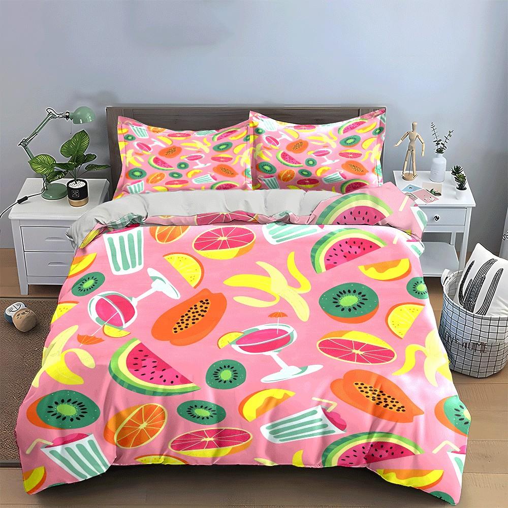 Tropical Fruits Summer Party Set Exquisite three-piece bedding set gift for kids and adults