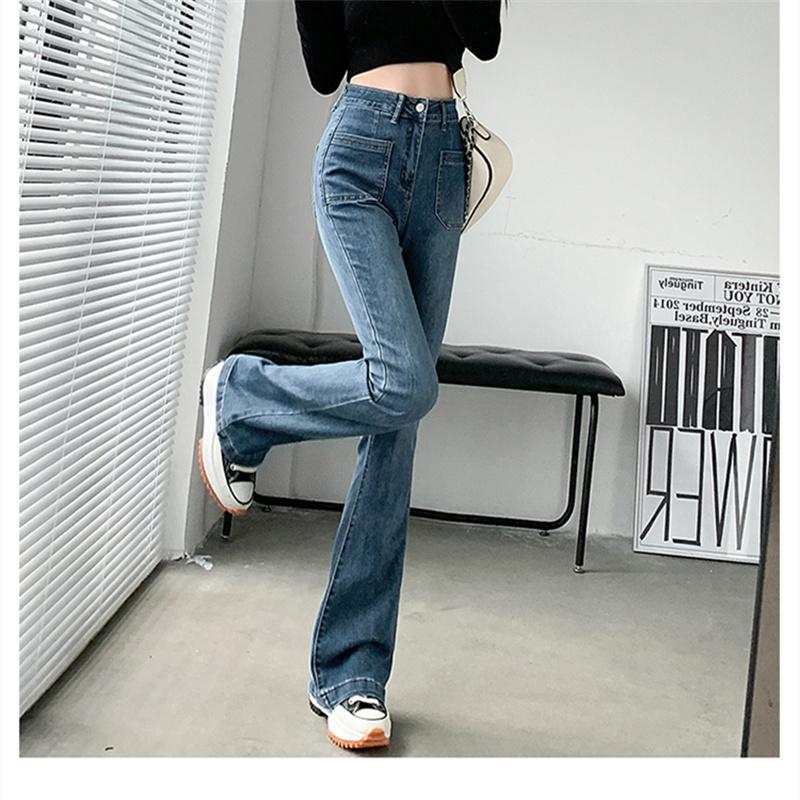 Autumn Winter New Harajuku Loose Warm High Waist Trousers Jean Pants Women Thicken Bell-Bottoms Velvet Vintage Slim Denim Pants