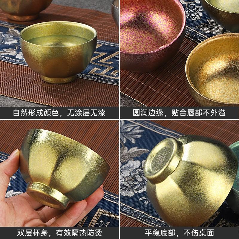 Pure Titanium Double-Walled Octagonal Tea Cup 130ml Heat-Resistant Premium Gifting Set Gongfu Ceremony