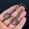Pink Spiny Oyster 999 Copper Wire Wrapped Earrings, Handmade Gemstone Jewelry Earrings, For Memorial Day