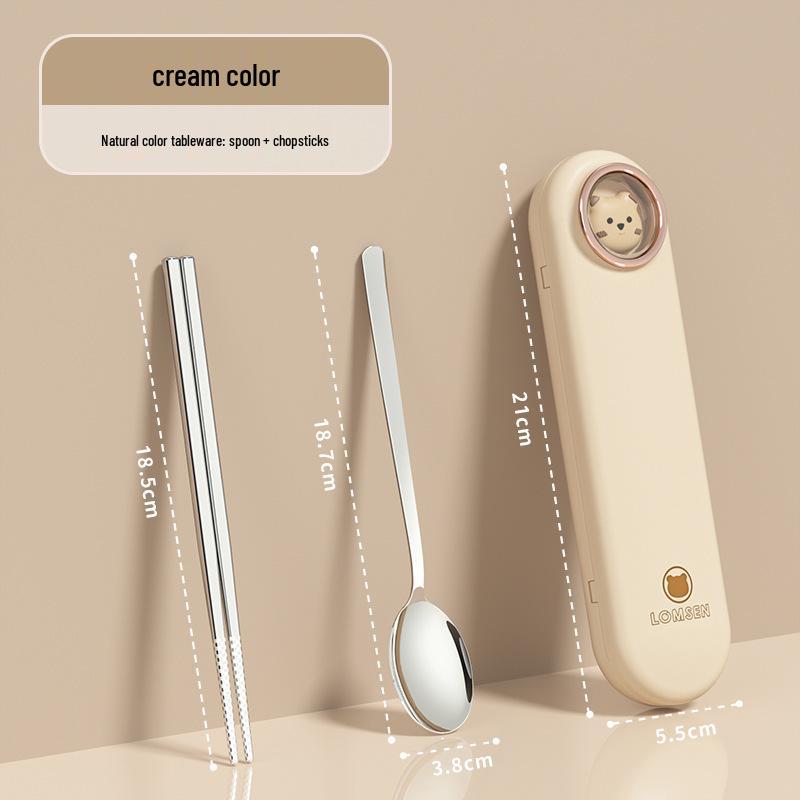 Przenośny zestaw sztućców: Pałeczki i łyżka z pudełkiem do przechowywania dla studentów i do pracy