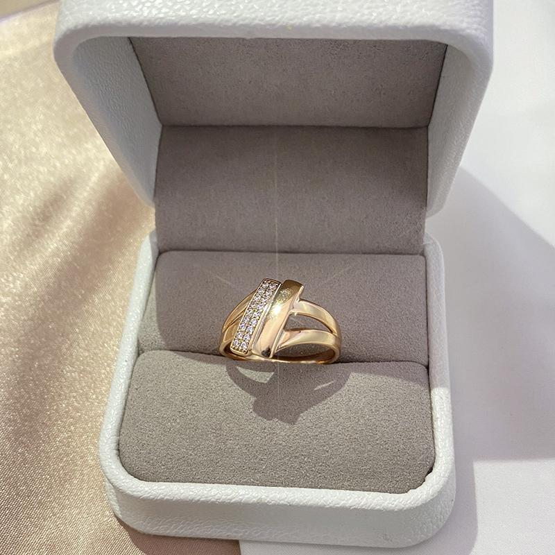 Trend Minimalist Geometry Natural Zircon Women'S Rings  Rose Gold  New Vintage Jewelry Girl'S Wedding Party Ring