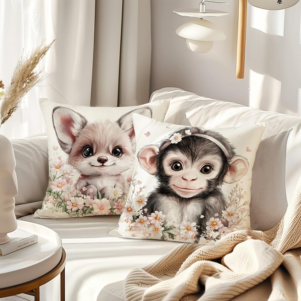 Adorable Pet - Floral Fusion Pillow CoversLiving Room Sofa Cushion Cover, Soft and Comfortable, Bedroom Room Decoration