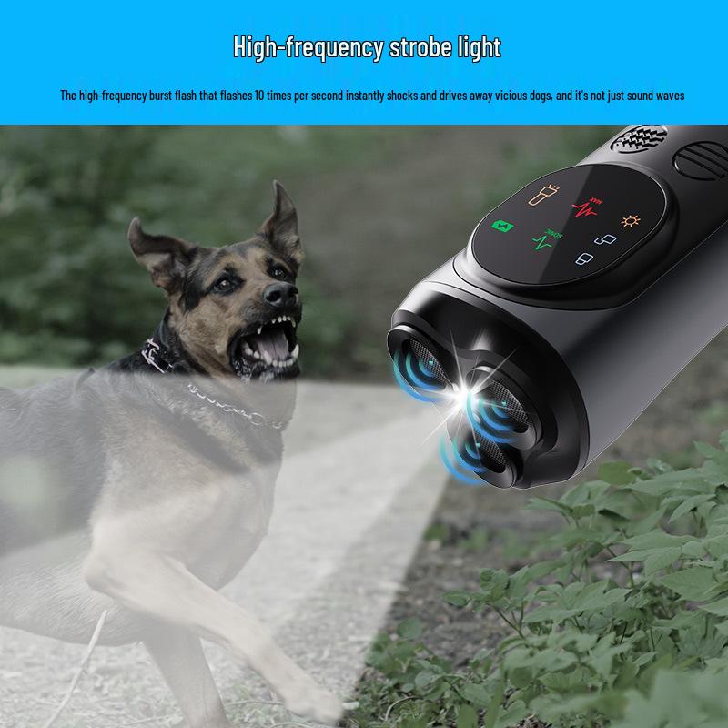 Portable Ultrasonic Dog Bark Stopper & Training Device with Light - Three-Head Dog Repeller