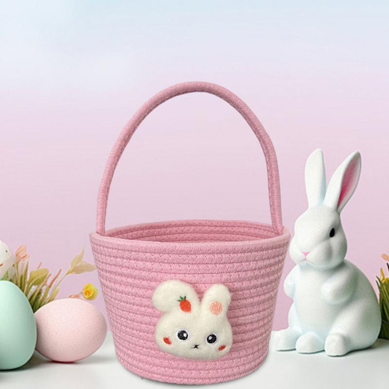 Baby Nursery Easter Basket with handles empty bunny egg basket Cotton Rope Woven Storage Baskets For gifts And Candy